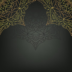 Gold mandala on black background. Ethnic vintage pattern