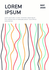 Abstract retro colorful  wavy stripes lines ribbons background design. Vector templates for modern design, cover, template, decorated, brochure, flyer. A4 size.