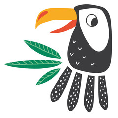  tropic vibes happy toucan with leaves 