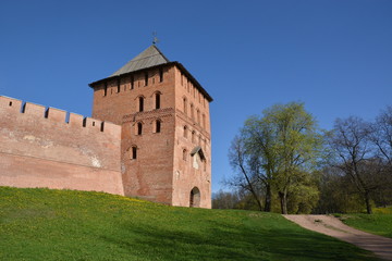Fototapeta na wymiar Veliky Novgorod. Novgorod Kremlin. Vladimir Tower