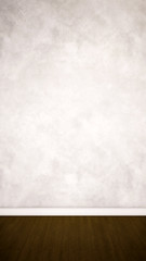 Concept or conceptual vintage or grungy brown background of natural wood or wooden old texture floor and concrete wall for contrast. A 3d illustration metaphor for time, material, solitude or rust