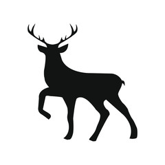 Deer standing silhouette, isolated vector graphic illustration