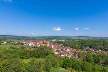 Obraz premium Aerial drone view, city view of Gochsheim