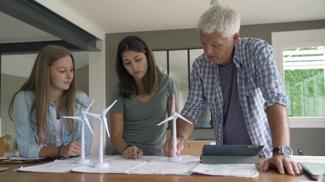 group of students working on a wind project