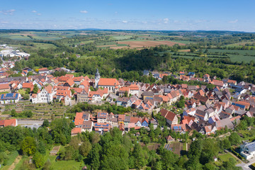 Obraz premium Aerial drone view, city view of Gochsheim