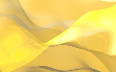 Abstract gold background. Beautiful backdrop with yellow waves. 3d illustration.