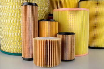 Different types of car air filters.