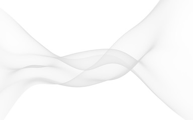 White abstract background. Fluttering white scarf. Waving on wind white fabric. 3D illustration