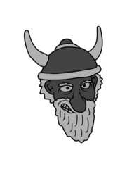 Wikinger mit Helm Zwerg nordmann hörner