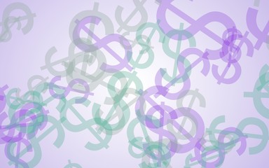 Multicolored translucent dollar signs on white background. 3D illustration