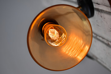 Vintage light bulb decorative in home.