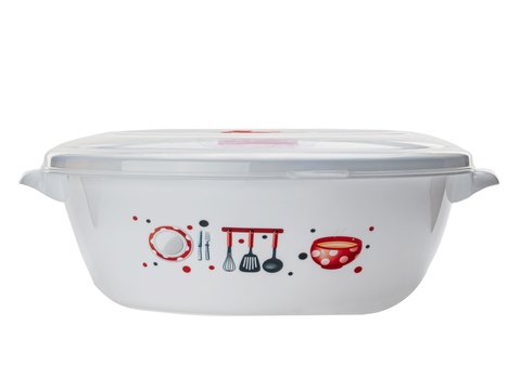 White Plastic Kitchen Bowl With Red Lid