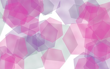Multicolored translucent hexagons on white background. Red tones. 3D illustration