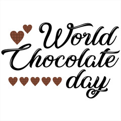 World Chocolate Day with words and chocolate.vector illustration