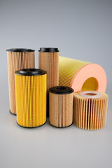 Different types of car air filters.
