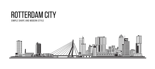 Stadtbild Gebäude abstrakte einfache Form und moderne Kunst Vektordesign - Stadt Rotterdam, Niederlande