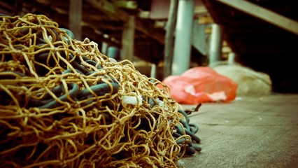 Close up of chain with a net on it