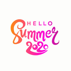Hello Summer 2020. Bright lettering template.