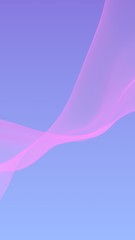 Pink wave on blue sky abstract background. Fluttering pink scarf. Waving on wind pink fabric. Vertical orientation. 3D illustration