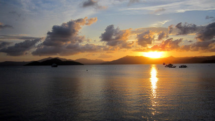 Wonderful sunset colorful light on the lagoon