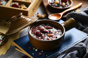 eight treasure porridge in bowl  - obrazy, fototapety, plakaty