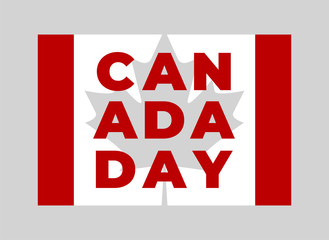 1st of July. Happy Canada Day greeting card. Celebration background with fireworks, flags and text. Vector illustration