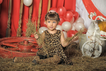 little girl in retro circus