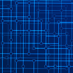 Vector background of lines of connected circles with the effect of neon or glow. Concept of electronic communications and data transfer. Science of technology and computer science.Data array