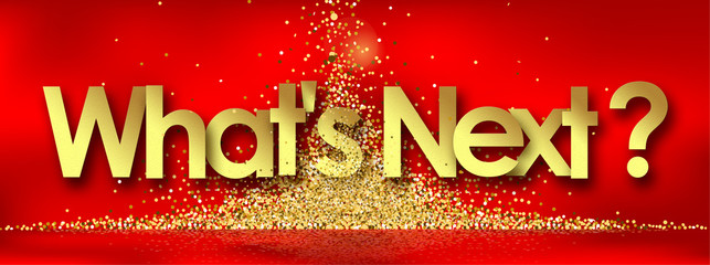 What's Next in red background and golden stars