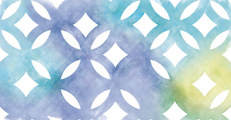 水彩で描いた七宝柄