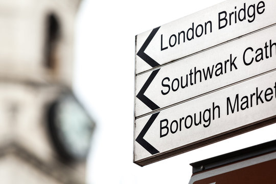Tourist information signs in Southwark, London