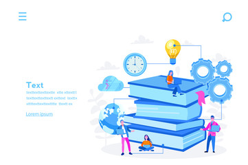 Cloud library, internet service for readers, online textbooks storage, Vector illustration for web banner, infographics, mobile. 