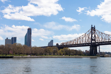 Fototapeta na wymiar The Queensboro Bridge near Queensbridge Park along the East River in Long Island City Queens New York