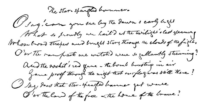 First Stanza of the Star-Spangled Banner, vintage illustration.