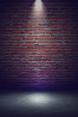 tile floor and brick wall background with lights at night. HD Image and Large Resolution. can be used as desktop wallpaper