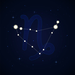 Obraz na płótnie Canvas Capricornus, the goat. Constellation and zodiac sign on the starry night sky
