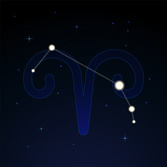 Obraz na płótnie Canvas Aries, the ram. Constellation and zodiac sign on the starry night sky