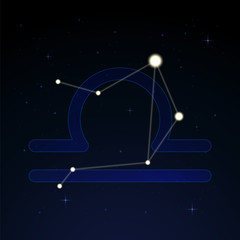 Obraz na płótnie Canvas Libra, the scales. Constellation and zodiac sign on the starry night sky