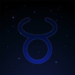 Taurus, the bull zodiac sign on the starry night sky