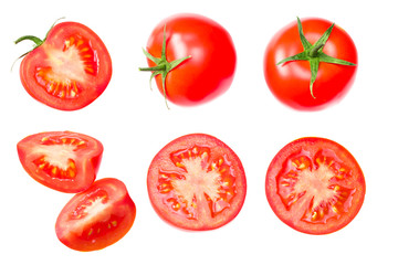 Fototapeta premium fresh tomato slices isolated on white background. close up. top view