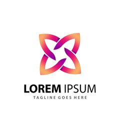 Abstract Lotus Spin Logo Design Template Premium Vector