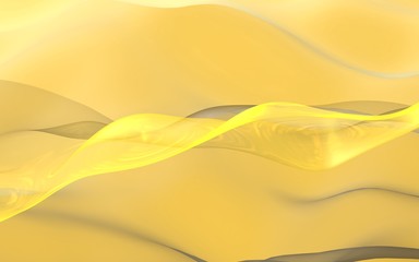 Fototapeta na wymiar Abstract gold background. Beautiful backdrop with yellow waves. 3d illustration.