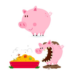 Pig Eating From Trough