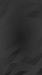 Black abstract background. Lowpoly backdrop. Gloomy crumpled paper. Vertical orientation. 3D illustration