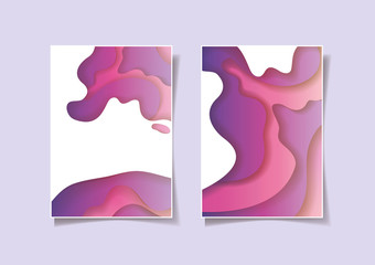 Purple waves backgrounds frames vector design