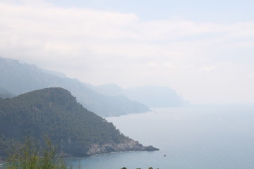 Coastal mountain view with the sea