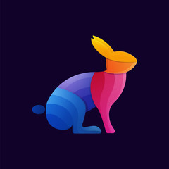 colorful rabbit gradient artwork logo template