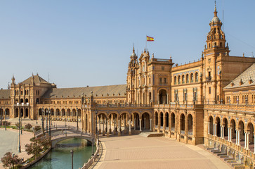 Fototapeta na wymiar Panoramic view of the Plaza de España, Seville, Spain