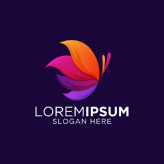 colorful butterfly gradient artwork logo template