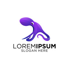 colorful octopus gradient artwork logo template